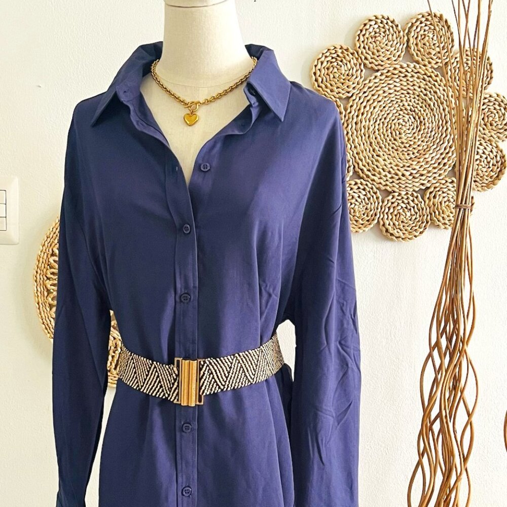 dress shirt for women solid pattern and knee-length dress